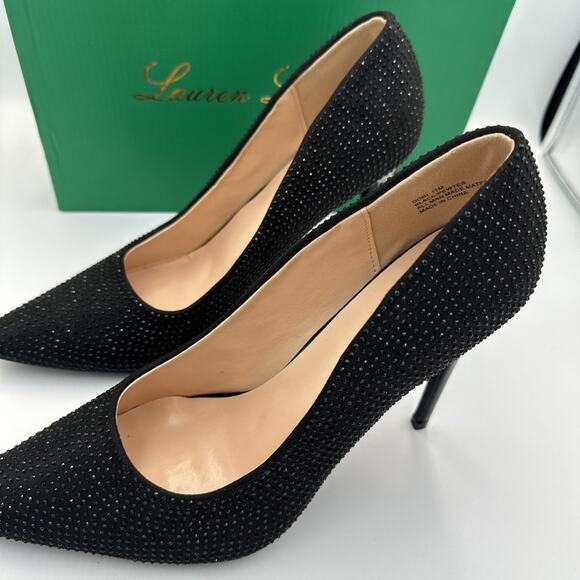 Lauren Lorraine Pump Shoes High Heel Size 11 Black Rhinestone Formal Party NEW - Picture 8 of 15